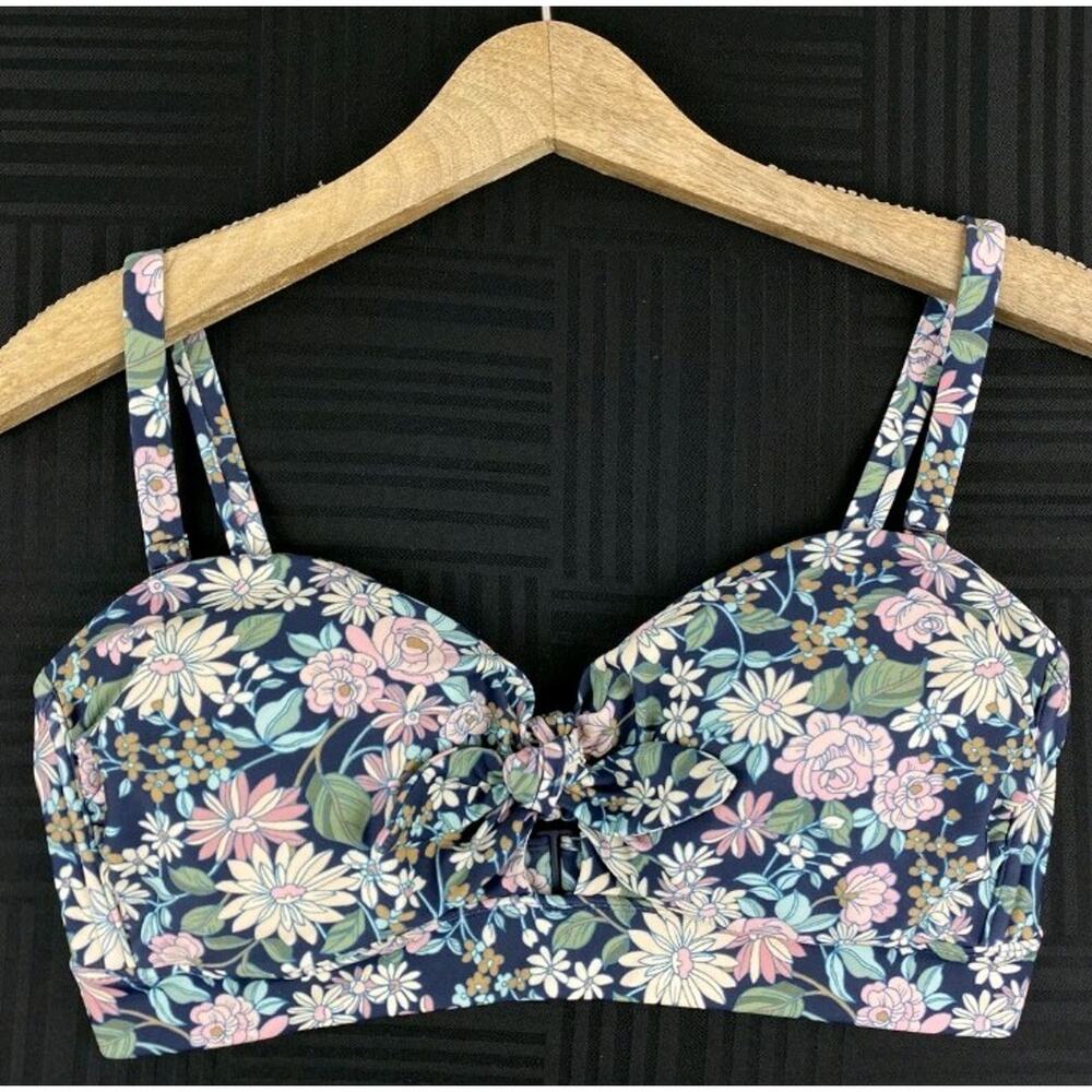 Kona Sol Bikini Top Multi color Floral Keyhole Front Padded Size XL 16-18 New